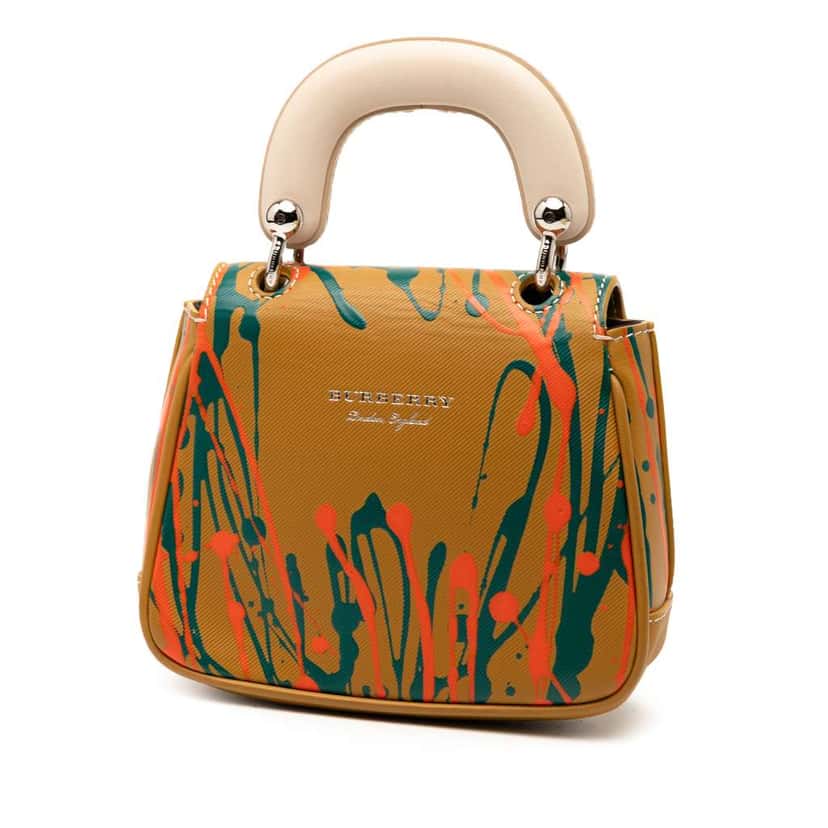 Burberry Mini Leather Splashed DK88 Top Handle Bag Brown Leather Good condition - Back View