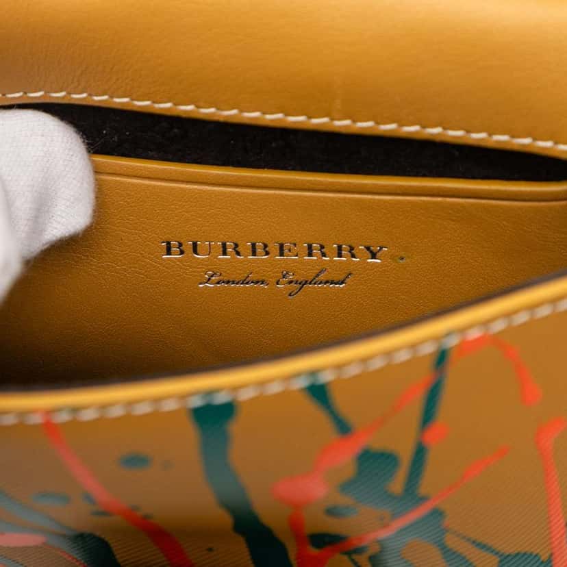 Burberry Mini Leather Splashed DK88 Top Handle Bag Brown Leather Good condition - Box View