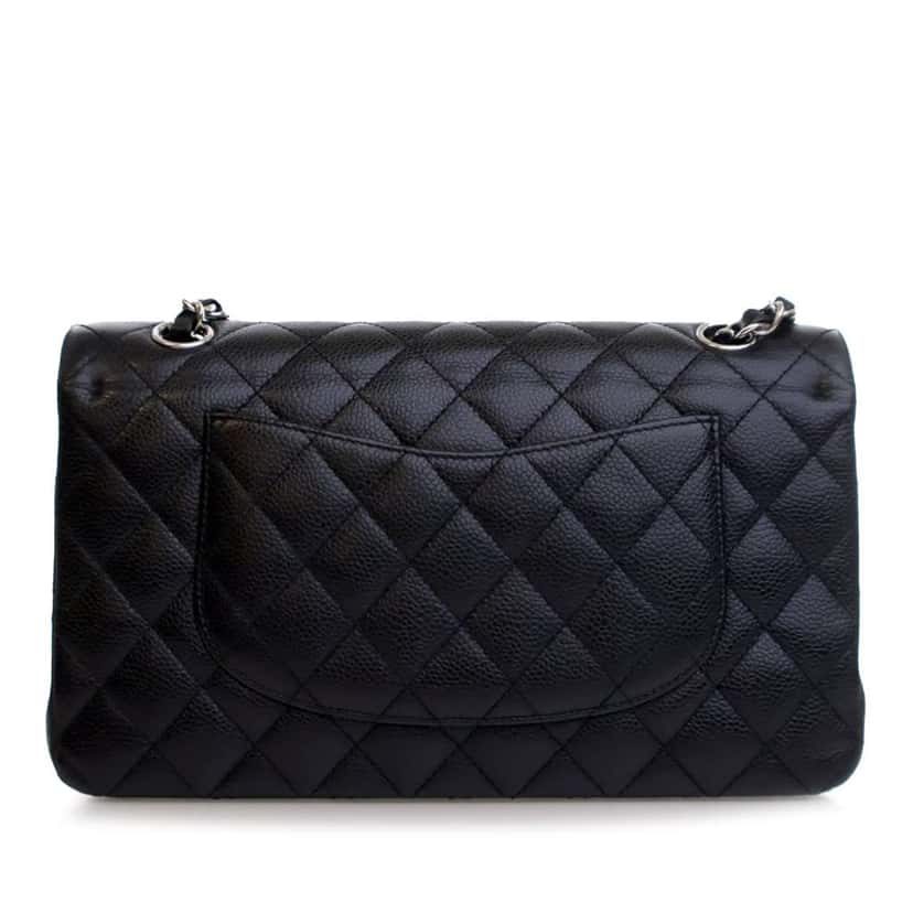 Chanel Medium Classic Caviar Double Flap Black Leather Good condition - Back View