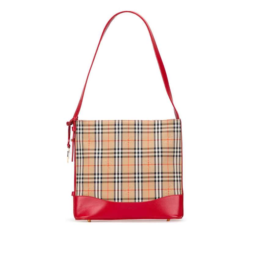 Burberry Haymarket Check Canvas Shoulder Bag Brown Canvas Good condition - Front View