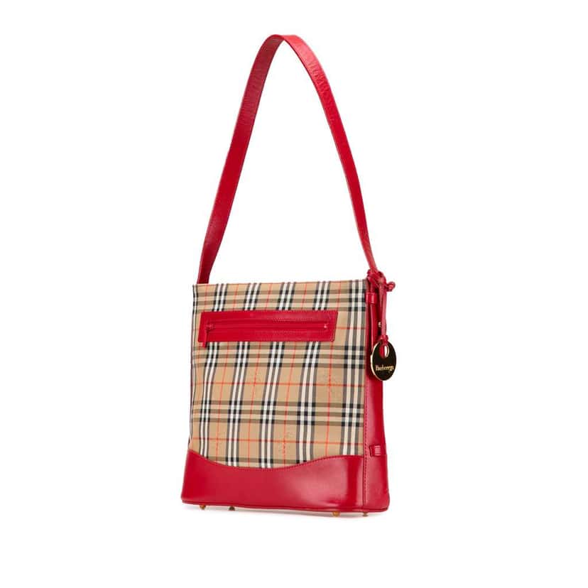Burberry Haymarket Check Canvas Shoulder Bag Brown Canvas Good condition - Back View