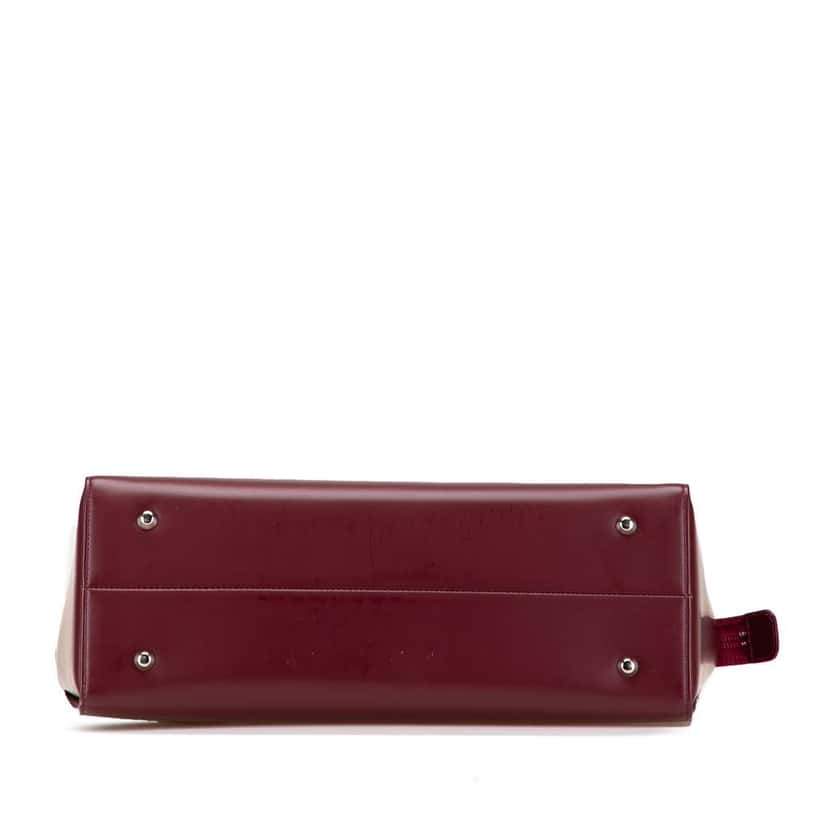 Burberry House Check Trimmed Leather Handbag Red Leather Good condition - Inside View