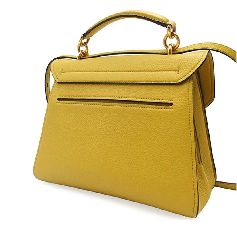 Salvatore Ferragamo Calfskin Gancini Margot Top Handle Bag Yellow Leather Good condition - Back View