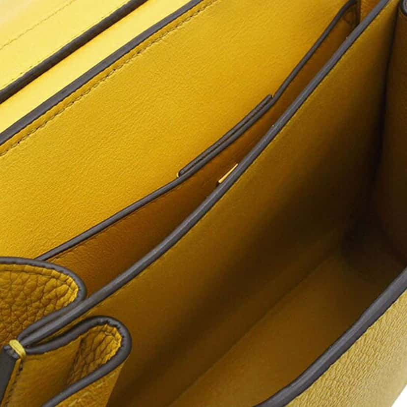 Salvatore Ferragamo Calfskin Gancini Margot Top Handle Bag Yellow Leather Good condition - Inside View