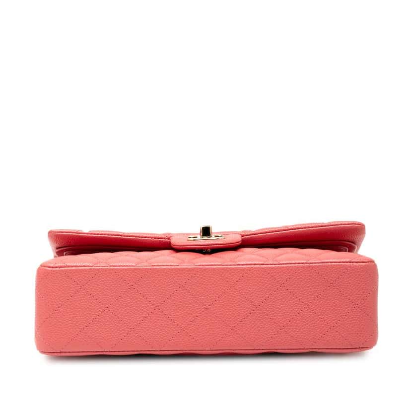Chanel Medium Classic Caviar Double Flap Pink Leather Good condition - Inside View