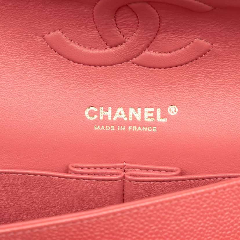 Chanel Medium Classic Caviar Double Flap Pink Leather Good condition - Box View