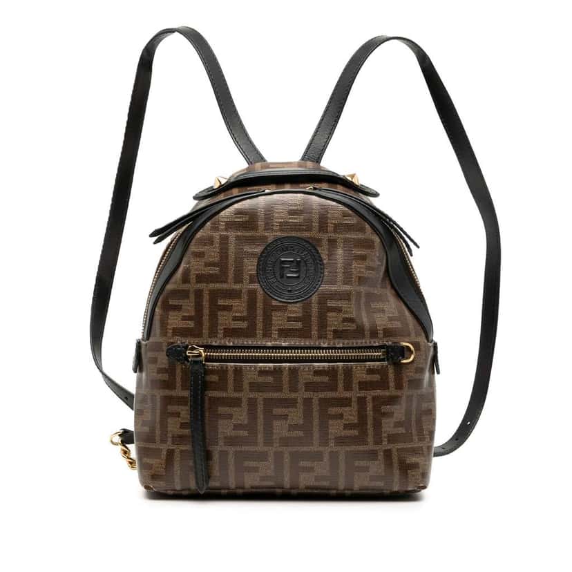 Fendi Zucca Coated Canvas FF 1974 Backpack Brown Canvas Good condition - Front View