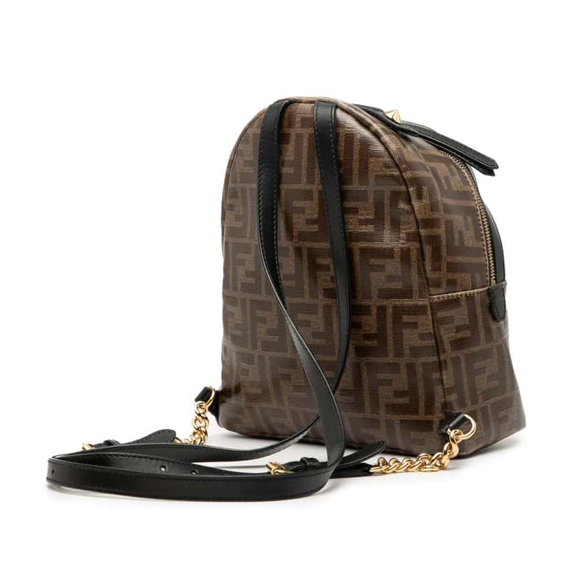 Fendi Zucca Coated Canvas FF 1974 Backpack Brown Canvas Good condition - Back View