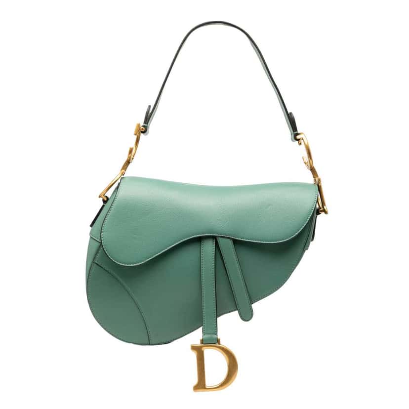 Dior Leather Saddle Bag Green Leather Very good condition - Front View