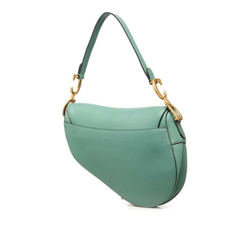 Dior Leather Saddle Bag Green Leather Very good condition - Back View
