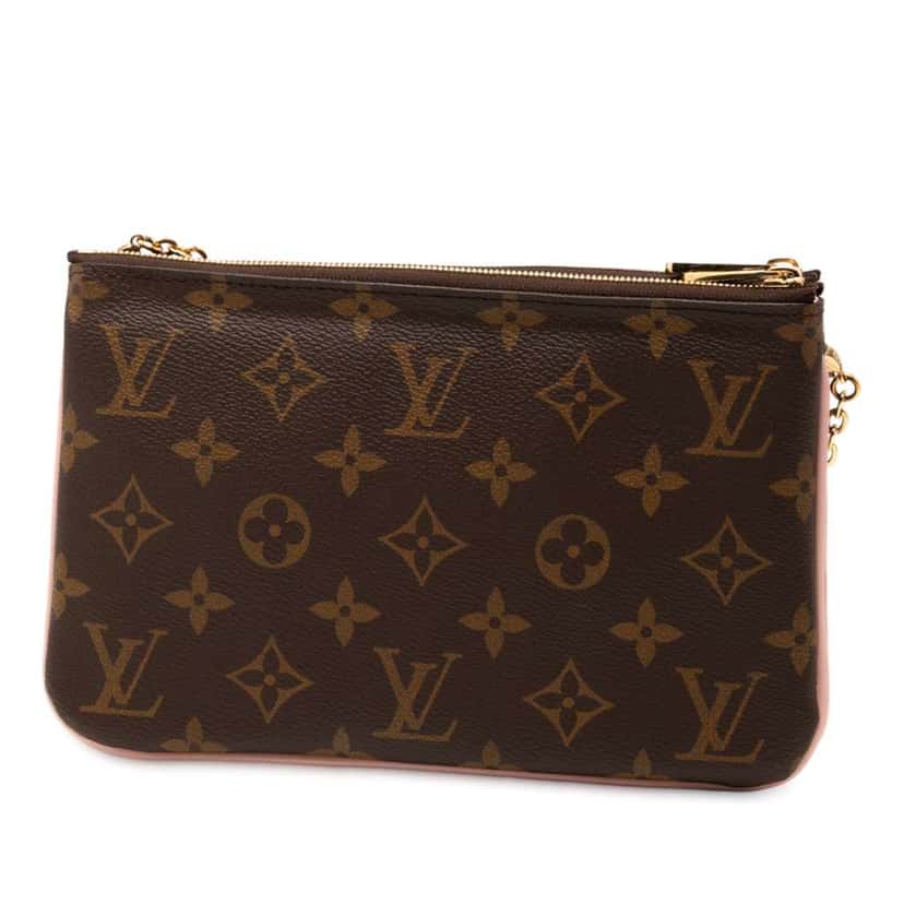 Louis Vuitton Monogram Blooming Flowers Double Zip Pochette Brown Good condition - Back View