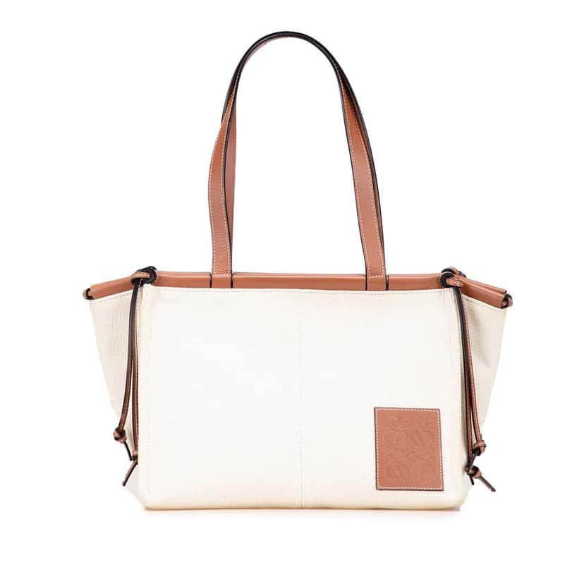 Loewe Small Canvas Cushion Tote Brown Canvas Good condition - Front View