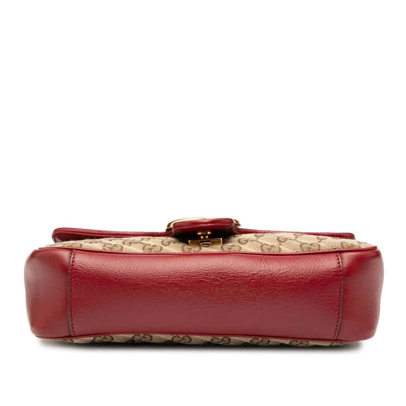 Gucci Medium GG Marmont Matelasse Diagonal GG Canvas and Leather Shoulder Bag Brown Canvas Good condition - Inside View