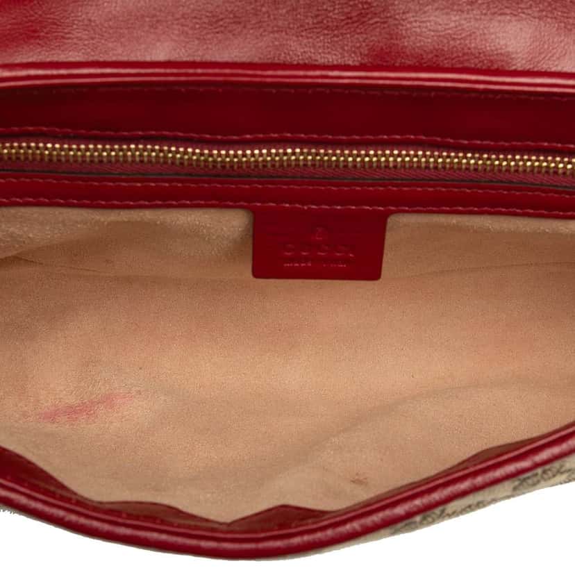 Gucci Medium GG Marmont Matelasse Diagonal GG Canvas and Leather Shoulder Bag Brown Canvas Good condition - Model View