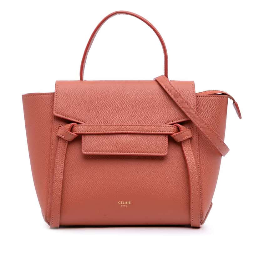 Celine Nano Grained Calfskin Belt Bag Orange Leather Good condition - Front View