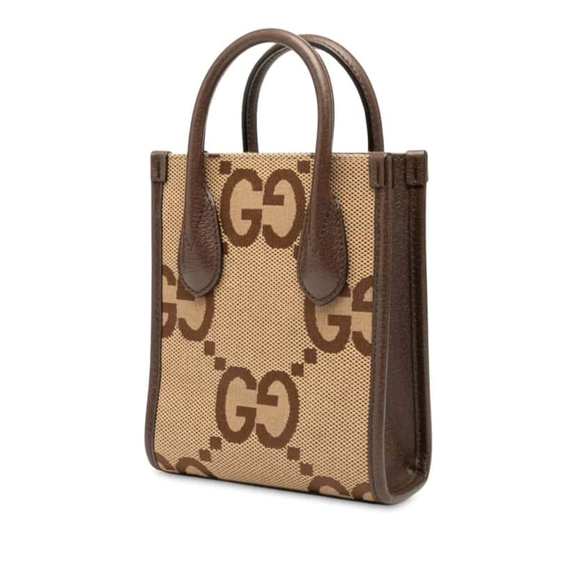 Gucci Mini Jumbo GG Canvas Web Satchel Brown Canvas Good condition - Back View