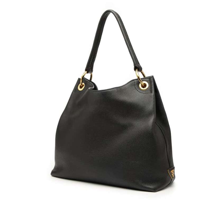 Prada Vitello Phenix Logo Tote Black Leather Good condition - Back View