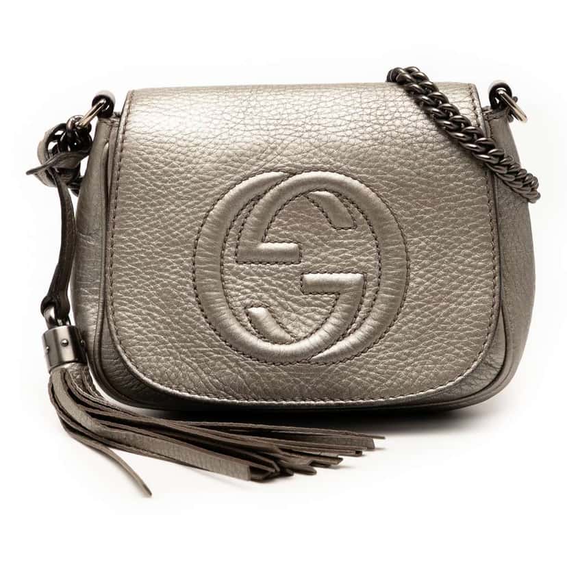 Gucci Small Metallic Leather Soho Chain Flap Crossbody Gold Leather Good condition - Front View