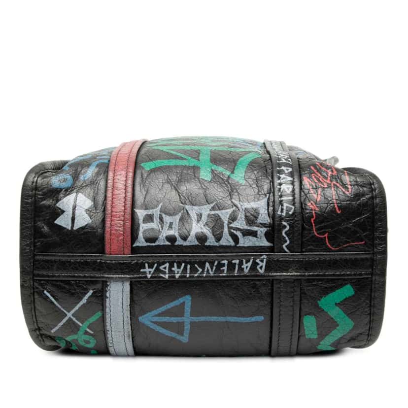 Balenciaga S Lambskin Graffiti Bazar Shopper Satchel Black Leather Good condition - Inside View