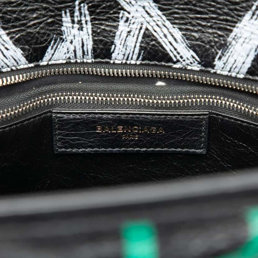 Balenciaga S Lambskin Graffiti Bazar Shopper Satchel Black Leather Good condition - Box View