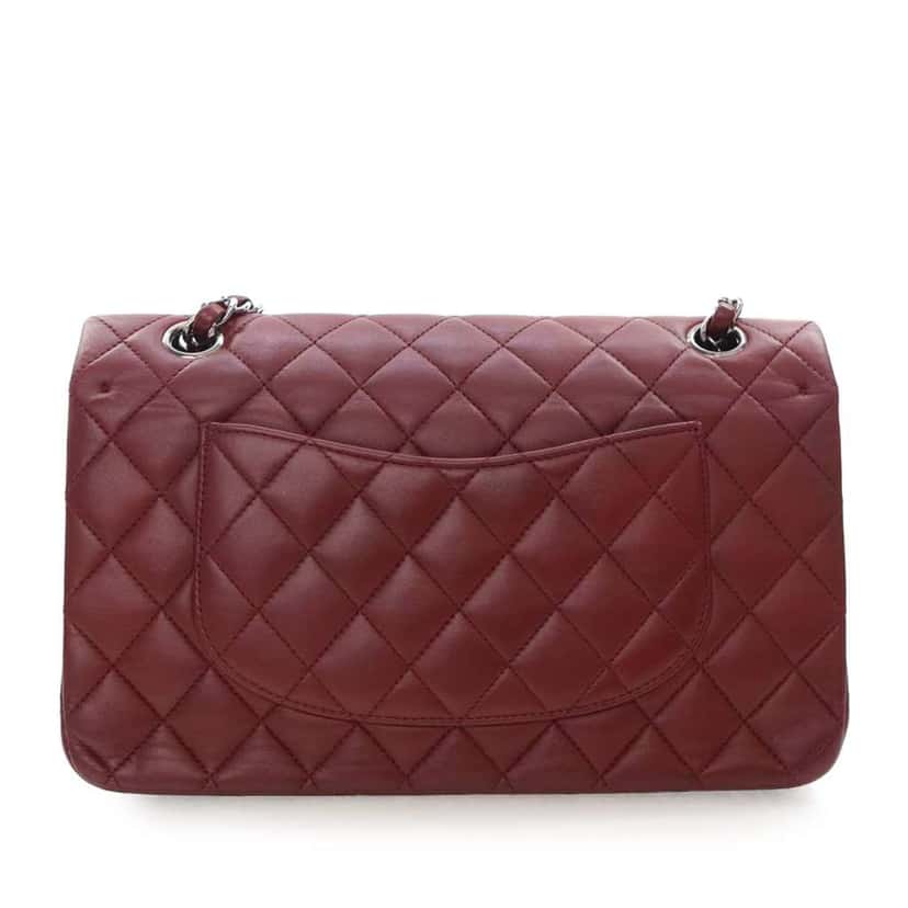 Chanel Medium Classic Lambskin Double Flap Red Leather Good condition - Model View