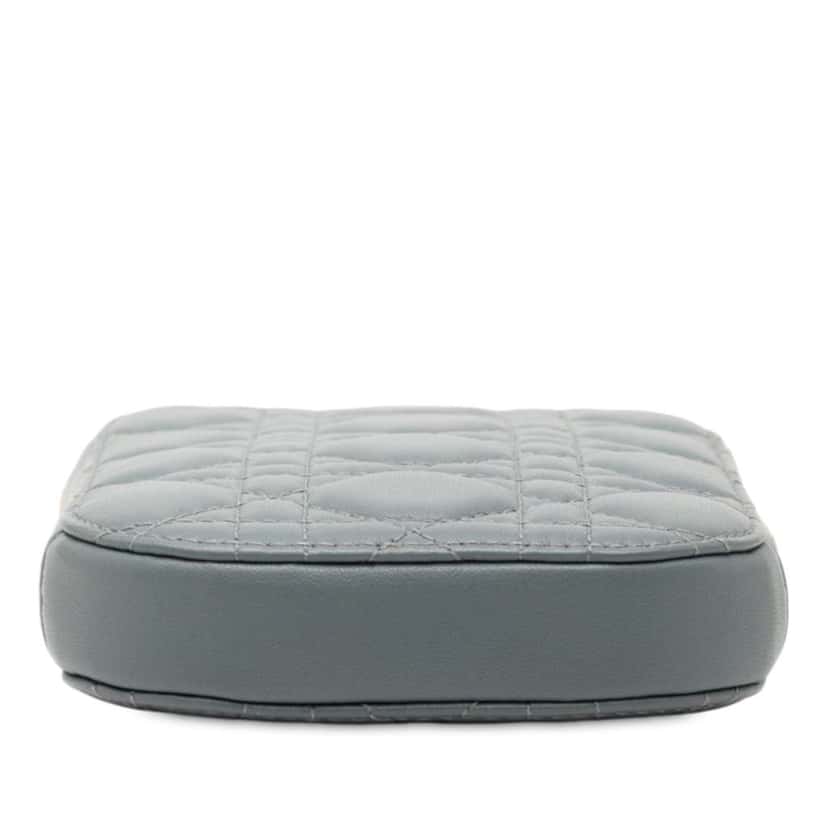 Dior Lambskin Cannage Lady Dior Call in Phone Holder Blue Leather Good condition - Inside View