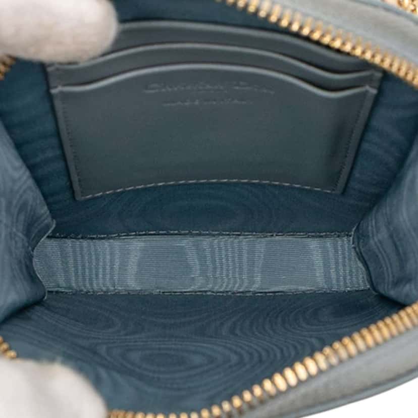 Dior Lambskin Cannage Lady Dior Call in Phone Holder Blue Leather Good condition - Model View