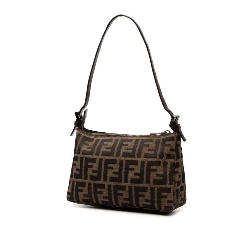 Fendi Zucca Canvas Shoulder Bag Brown Canvas Good condition - Back View