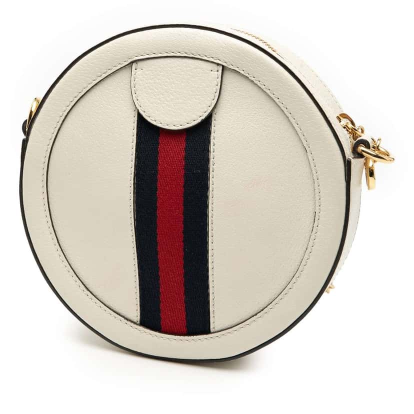 Gucci Mini Leather Ophidia Round Crossbody White Leather Good condition - Back View