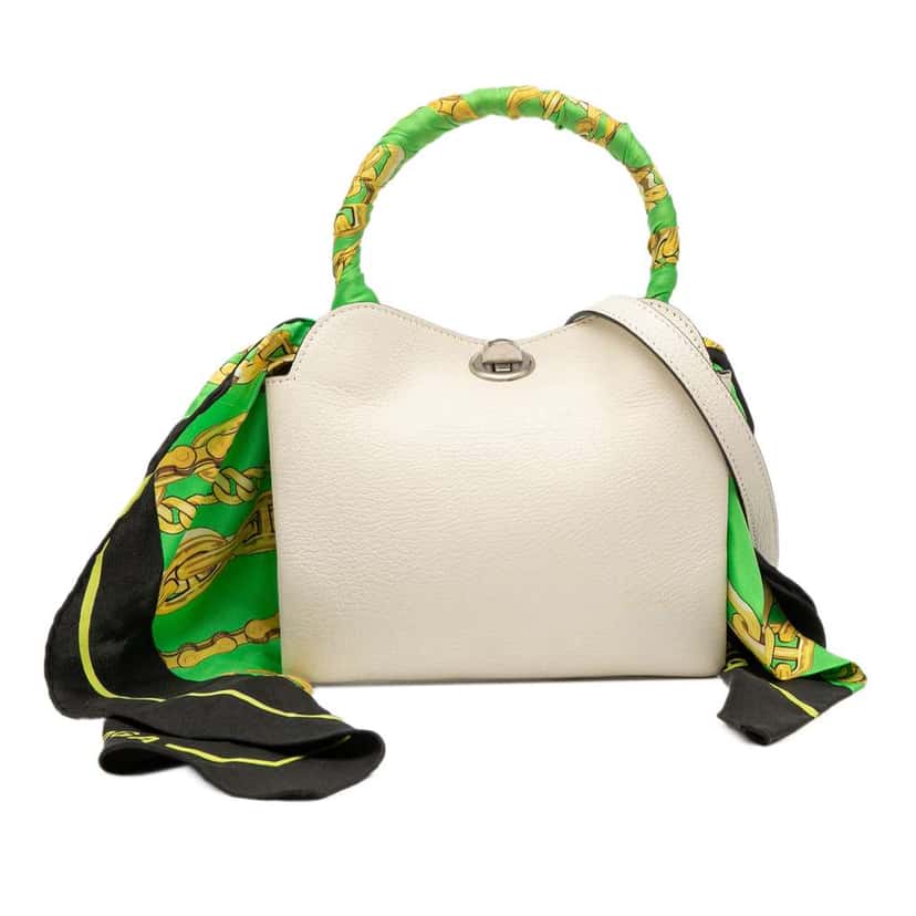 Balenciaga Leather Flap Scarf XS White Leather Good condition - Front View