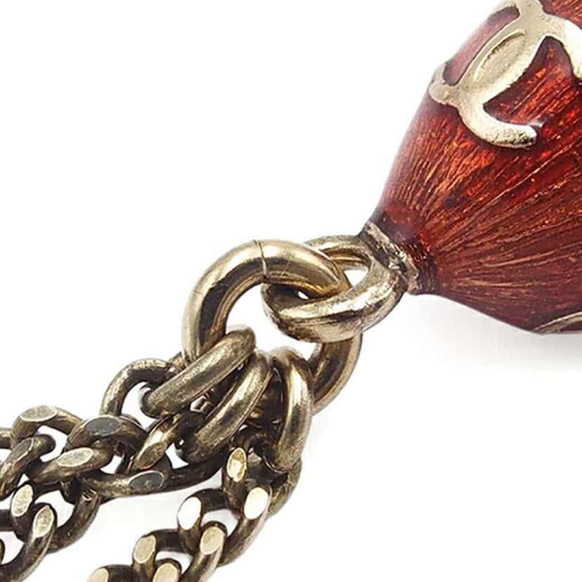 Chanel CC Gold Plated Acorn Pendant Necklace Gold Metal Good condition - Inside View