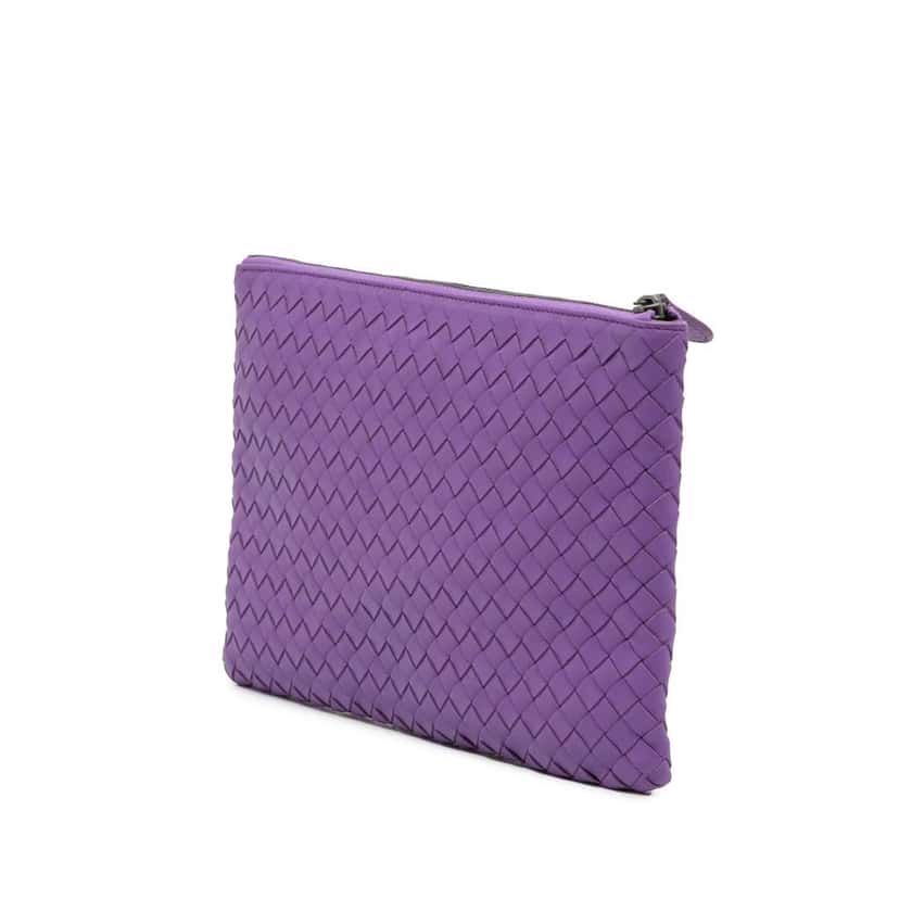Bottega Veneta Nappa Intrecciato Clutch Purple Leather Good condition - Back View