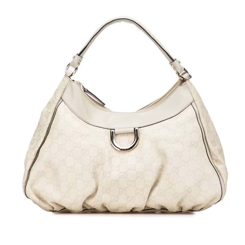 Gucci Guccissima Abbey D Ring Shoulder Bag White Leather Good condition - Front View