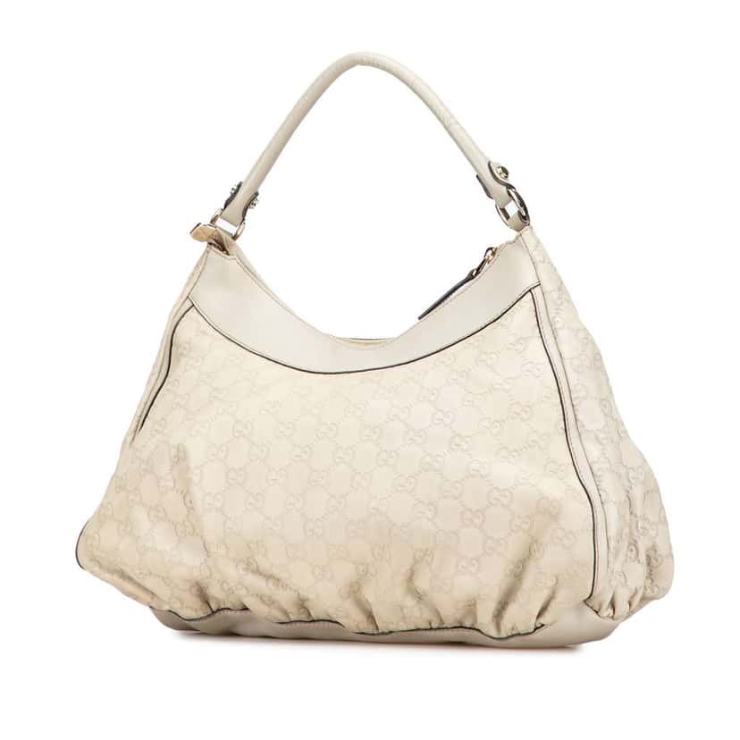 Gucci Guccissima Abbey D Ring Shoulder Bag White Leather Good condition - Back View