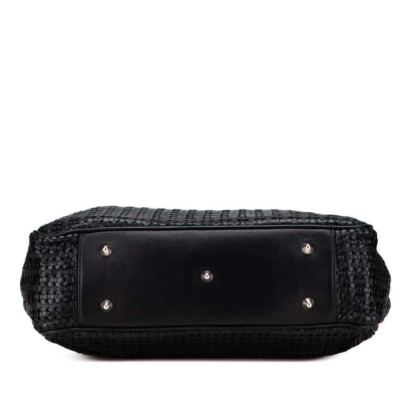 Dior Large Woven Lambskin Lady Dior Soft Shopping Tote Black Leather Good condition - Inside View