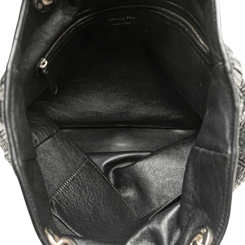 Dior Large Woven Lambskin Lady Dior Soft Shopping Tote Black Leather Good condition - Model View