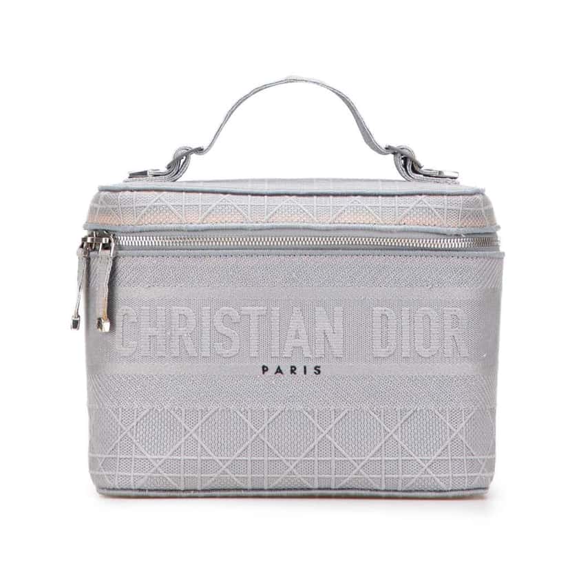 Dior Canvas Cannage Diortravel Vanity Case Grey Canvas Very good condition - Front View