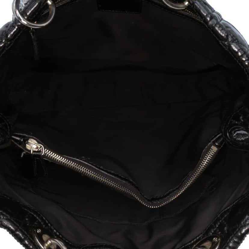 Dior Large Patent Cannage Lady Dior Soft Shopping Tote Black Leather Good condition - Model View