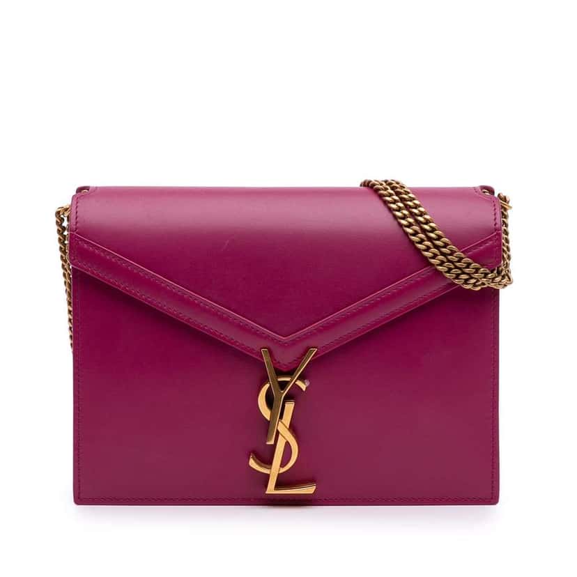 Saint Laurent Smooth Calfskin Monogram Cassandra Clasp Bag Purple Leather Good condition - Front View