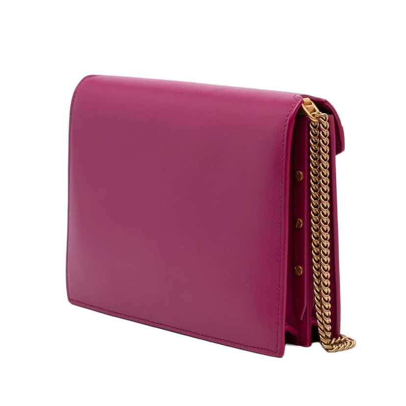 Saint Laurent Smooth Calfskin Monogram Cassandra Clasp Bag Purple Leather Good condition - Back View