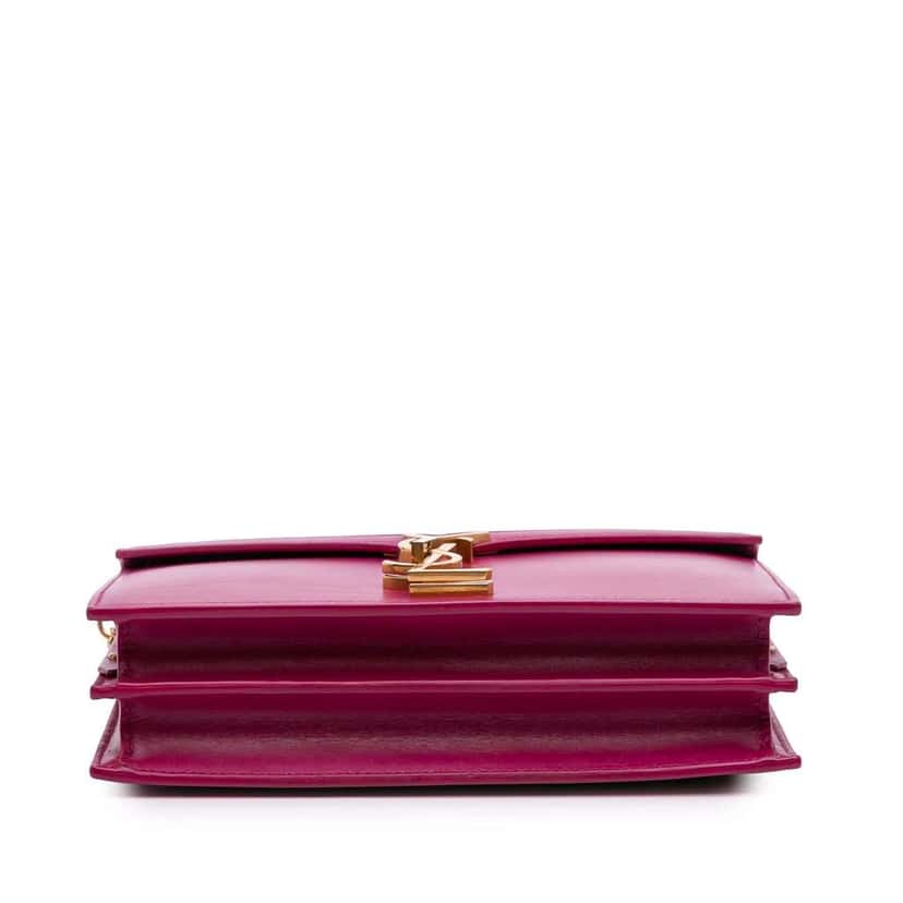 Saint Laurent Smooth Calfskin Monogram Cassandra Clasp Bag Purple Leather Good condition - Inside View