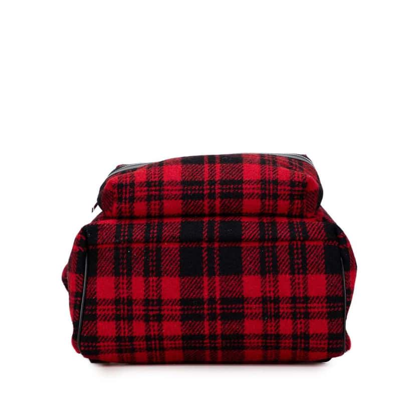 Saint Laurent Wool Tartan City Backpack Red Wool Good condition - Inside View