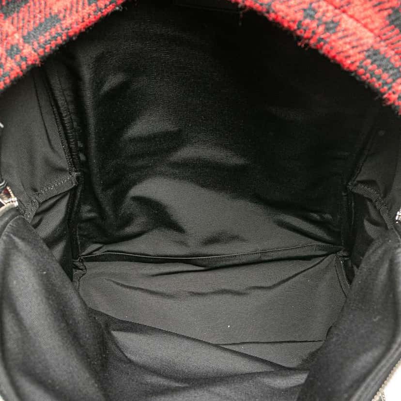 Saint Laurent Wool Tartan City Backpack Red Wool Good condition - Model View