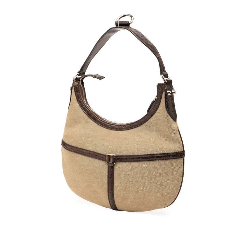 Gucci Canvas Web Reins Hobo Brown Canvas Good condition - Back View