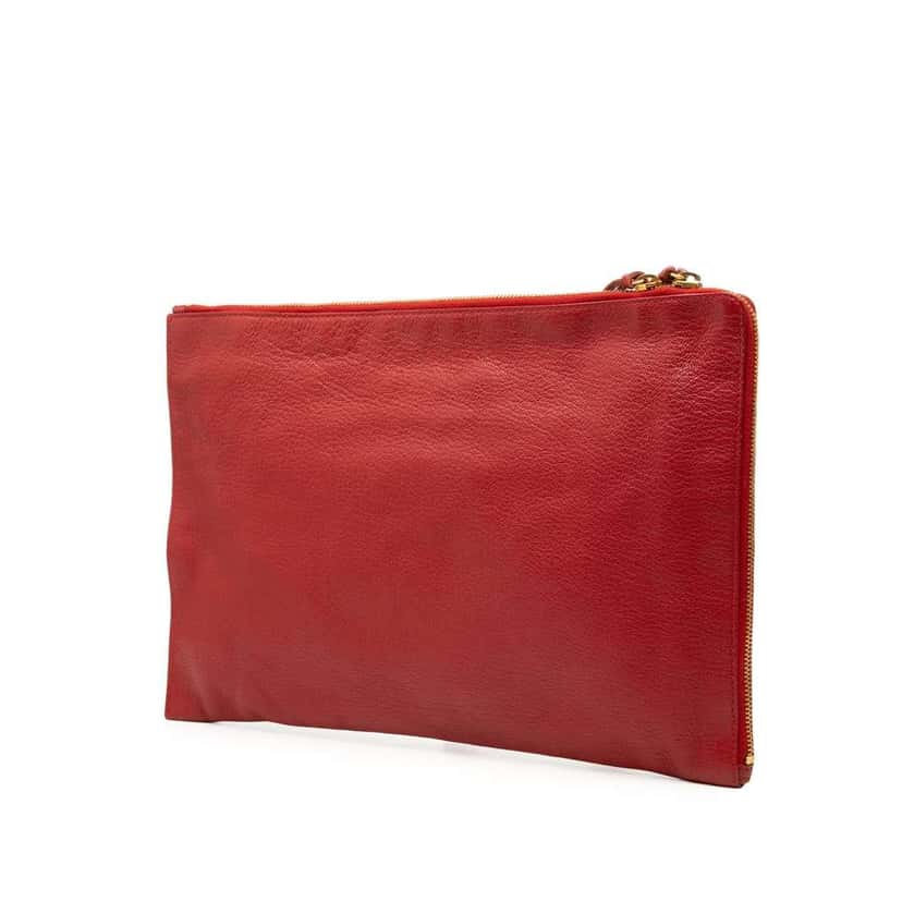 Balenciaga Veau Motocross Classic Metallic Edge Clutch Red Leather Good condition - Back View