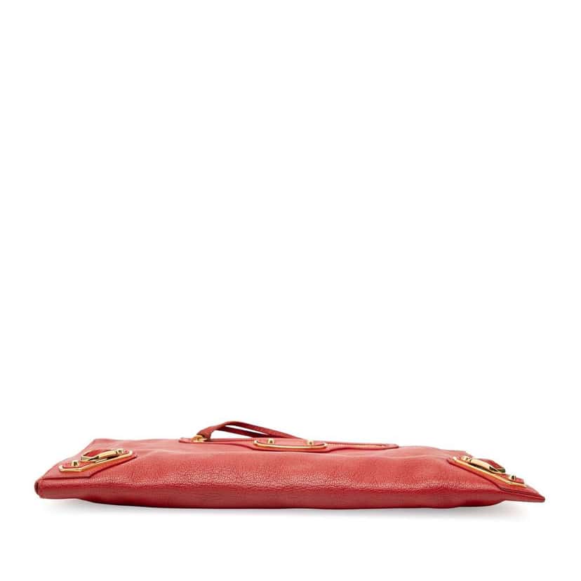 Balenciaga Veau Motocross Classic Metallic Edge Clutch Red Leather Good condition - Inside View
