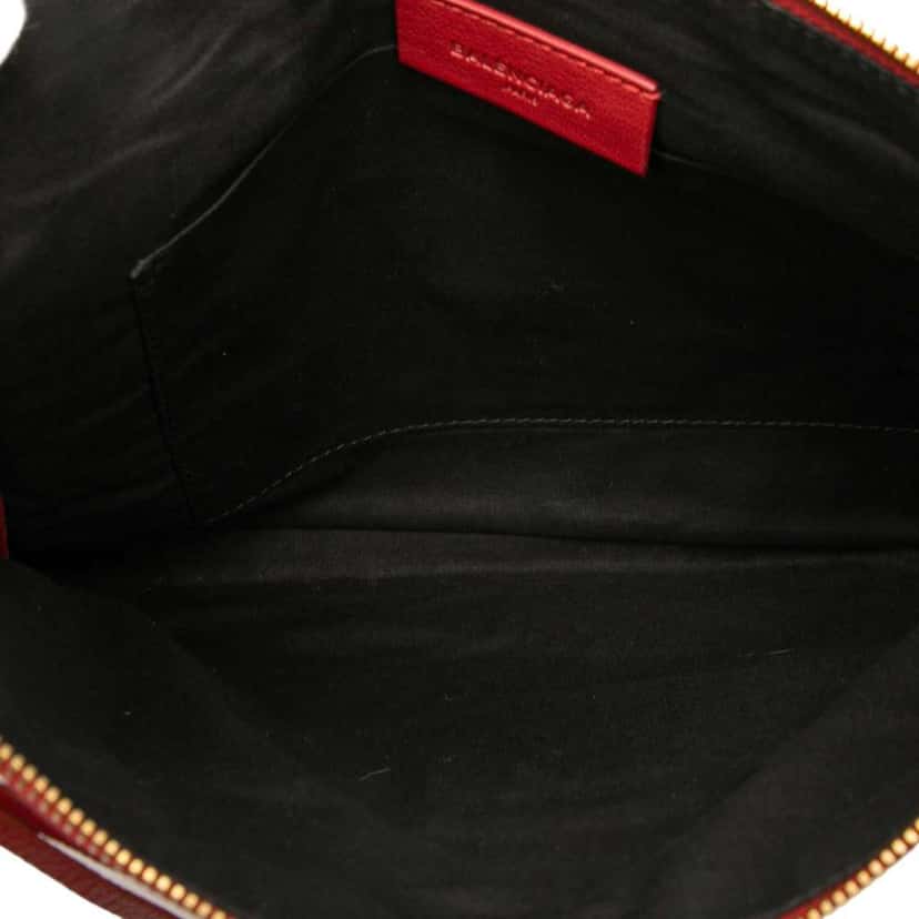 Balenciaga Veau Motocross Classic Metallic Edge Clutch Red Leather Good condition - Model View