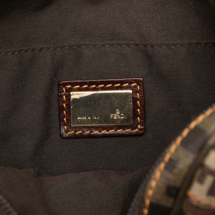 Fendi Zucchino Trimmed Zucca Canvas Boston Brown Canvas Good condition - Box View