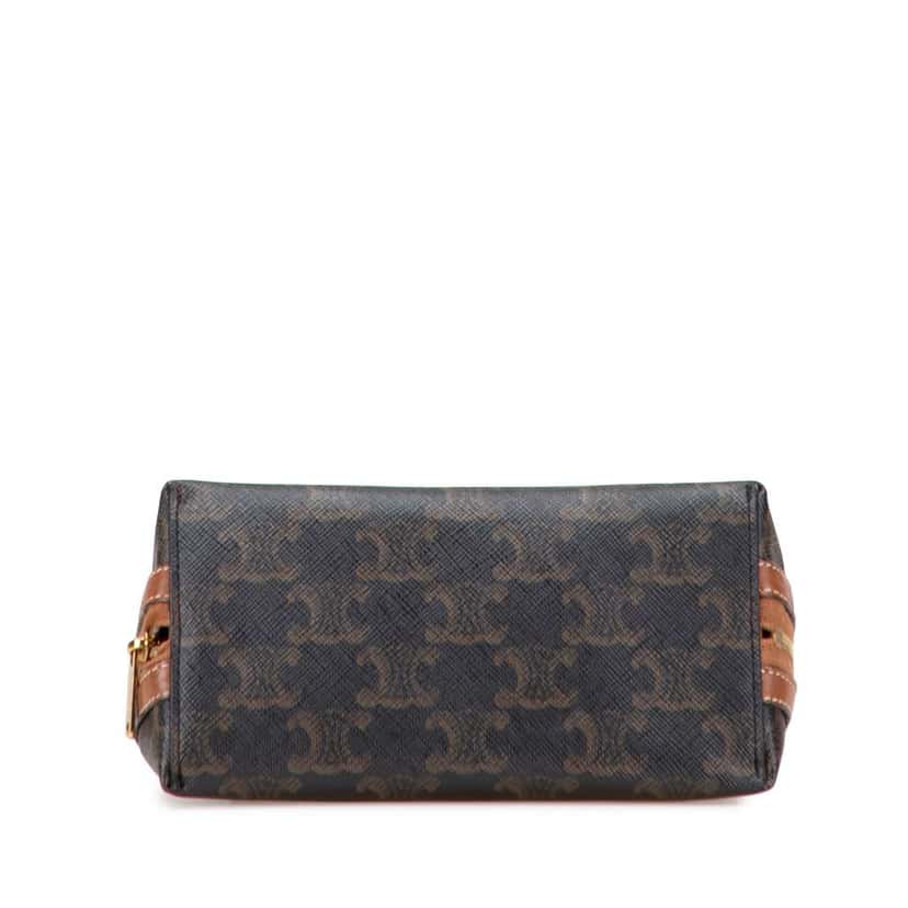 Celine Triomphe Coated Canvas Embroidered Logo Clutch On Chain Brown Canvas Good condition - Inside View