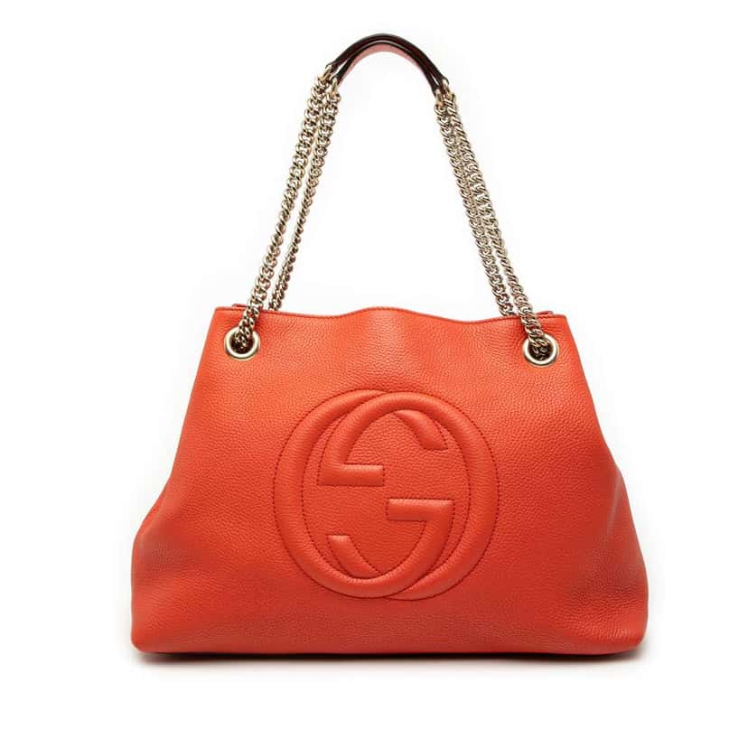 Gucci Medium Leather Soho Chain Tote Orange Leather Good condition - Front View
